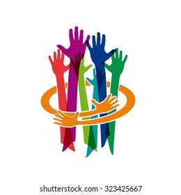 Abstract vector Colorful Teamwork. Make and protect a friendship