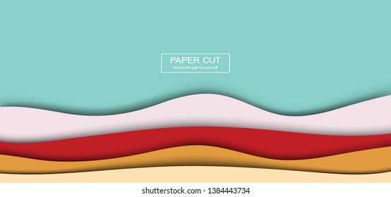 Abstract Vector colorful tone design paper cut art style template background