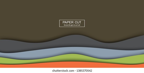 Abstract Vector colorful tone design paper cut art style template background