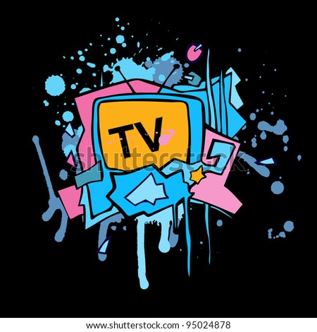 Abstract vector colorful TV illustration. Grunge design