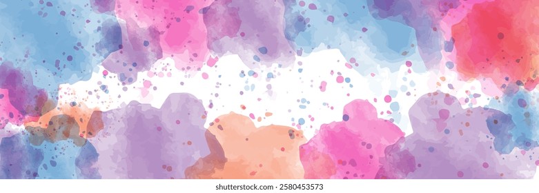 Abstract vector colorful watercolor paint background for business card or flyer template. Backgrounds for poster, banner or flyer. Brush strokes painting pastel color watercolour. Artist hand paint