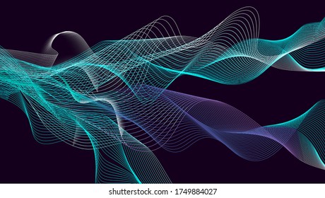 Abstract vector colorful wave background,Smooth color wave lines