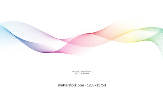 Abstract vector colorful wave line flowing isolated on white background for design elements in concept technology, music, science, A.I.