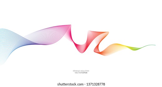 Abstract vector colorful wave line flowing isolated on white background for design elements in concept technology, music, science, A.I.