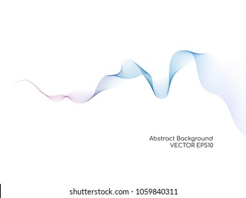 Abstract vector colorful wave lines isolated on white background for design elements in technology, modern