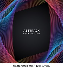 Abstract vector colorful wave lines  on black background. Moving colorful lines of abstract gradient line waves background.
