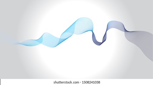Abstract vector colorful wave lines isolated on grey mix white background for design elements in technology, modern.simple.blended.