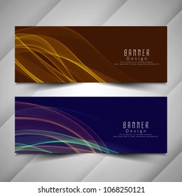 Abstract vector colorful wavy banners set