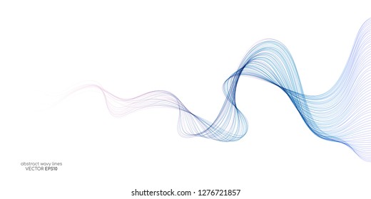 Abstract vector colorful wavy lines brush stroke pattern isolated on white background for design elements in technology, modern