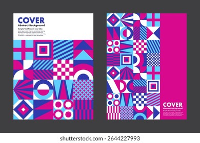 Abstract vector composed of modular geometric patterns in color palette. The design balances structure and clarity, making it ideal for UI, UX backgrounds, infographics, modern cover, digital artwork