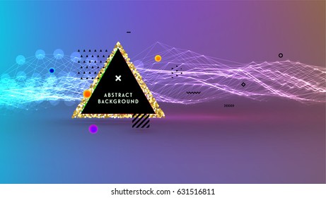 Abstract Vector Composition with 3D Digital Wireframe for Cover, Title Page, Poster, Placard