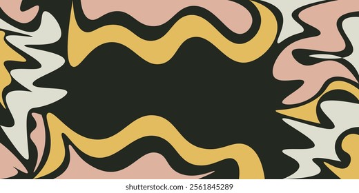 Abstract vector composition featuring black negative space to highlight vivid color contrasts