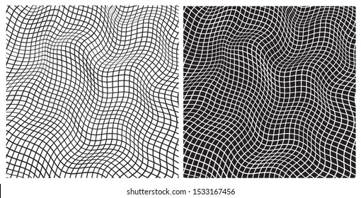 Abstract vector composition of Geometric distorted shape in space at mesh view