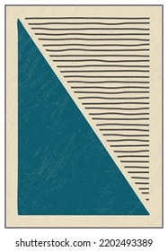 Abstrakte Vektorzusammensetzung mit Grunge-Textur. Wandzeichnung, Plakat, Malerei, Poster oder Druck in minimalistischem Stil mit farbigen geometrischen Formen. Flachdesign