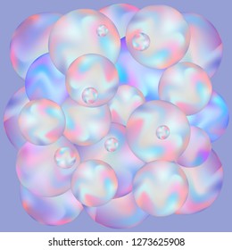 Abstract vector composition with iridescent rainbow spheres.