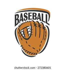 Abstract Vector Composition Of Logo For Fun Baseball Glove With Inscription Baseball Closeup, Baseball Club Icon On White Background