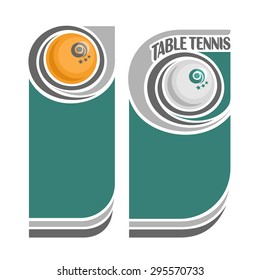 Abstract vector  composition of logo for text, notes, title; poster banner, fun table tennis, ping pong flying ball with inscription table tennis, ping pong club closeup, invitation ticket