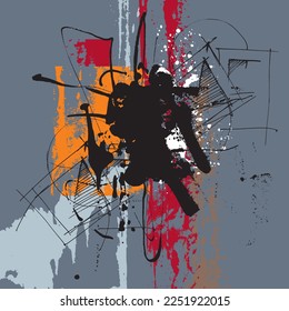 Abstract vector composition. Texture Grunge. Vector illustration. Abstract Background. Sketch. Poster for printing. Wall Decor