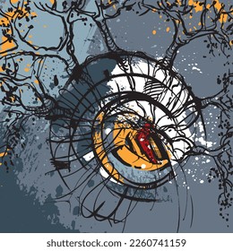 Abstract vector composition. Texture Grunge. Vector illustration. Abstract Background. Sketch. Poster for printing. Wall Decor. Print Art