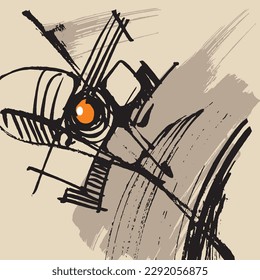 Abstract vector composition. Texture Grunge. Vector illustration. Abstract Background. Sketch