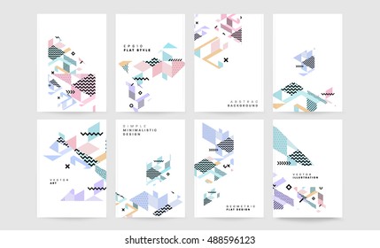 Abstract vector compositions set, business card collection, correspondence letter cover, a4 brochure title sheet, diploma, certificate, patent, eps 10 vector illustration