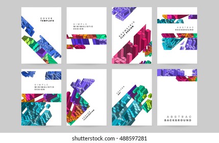 Conjunto de composiciones de vectores abstractos, colección de tarjetas de visita, portada de cartas de correspondencia, hoja de título de un folleto de cuatro hojas, diploma, certificado, patente, eps 10 ilustración de vectores