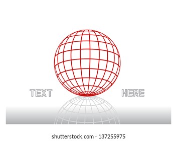 abstract vector concept with dimensional globe, grid ball and place for text isolated on white