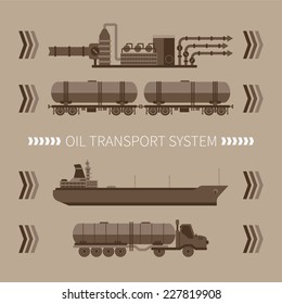 Abstract vector concept of mineral oil transport system