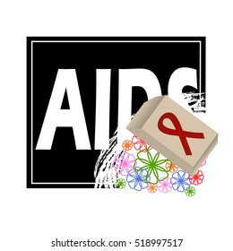 Abstract vector concept on World AIDS Day. Eraser with logo red tape, erases black diagnosis. Help to live a full life. Support and awareness about AIDS. Vector background.
