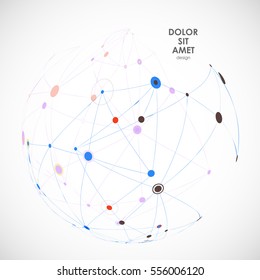 Abstract vector connect circle with molecular structure.