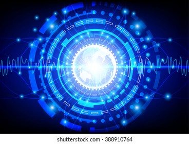 abstract vector connection with globe technology background illustration