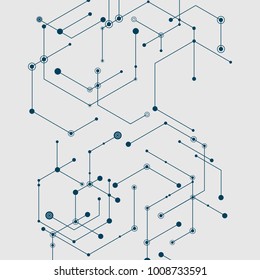 Abstract vector connection hexagons and social network background