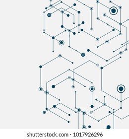 Abstract vector connection hexagons and social network background