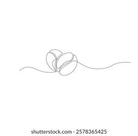 Abstract vector continuous simple line drawing icon of coffee beans in silhouette sketch on white background.coffee shop, minimalist coffee illustration