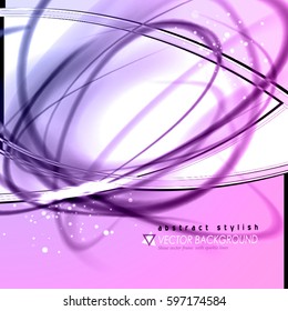 Abstract vector cool purple background. Stylish fresh frame with contrast fibers