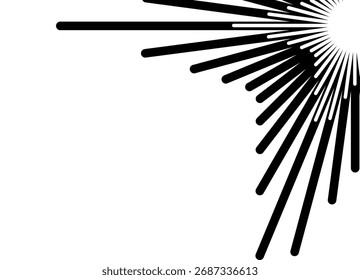Abstract vector corner of thin black lines on white background. Vector pattern. design element. Modern striped background.