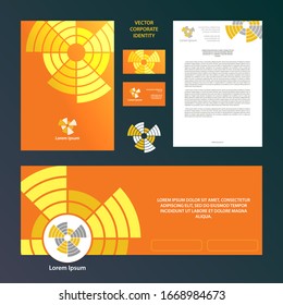 Estilo corporativo vector abstracto y plantilla para las redes sociales. Identidad corporativa naranja con elemento de diseño de sector.