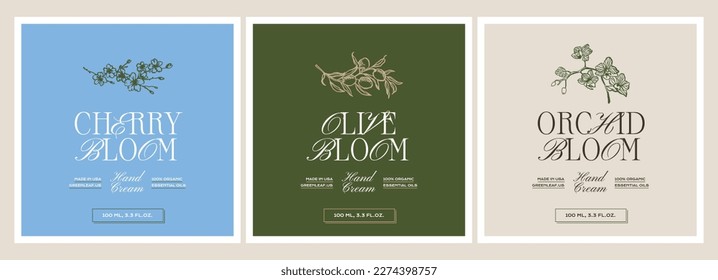 Abstract vector cosmetics printable label design template for branding packaging design