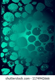 Abstract vector cosmic  blue and turquoise gradient background. Fractal shiny elements. Particle compounds, 