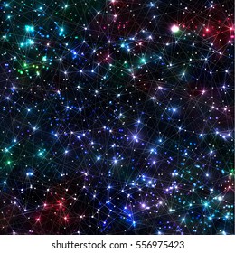 Abstract vector cosmic galaxy background with nebula, stardust, bright shining stars, and geometric pattern. Vector illustration for your design.