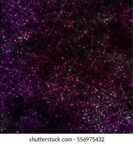 Abstract vector cosmic galaxy background with nebula, stardust, bright shining stars, and geometric pattern. Vector illustration for your design.
