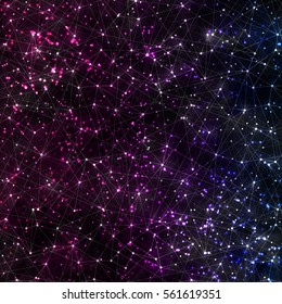 Abstract vector cosmic galaxy background with nebula, stardust, bright shining stars, and geometric pattern. Vector illustration for your design.