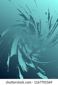 Abstract vector cosmic psychedelic blue and turquoise gradient background. Fractal shiny elements. Virtual particle compounds. Digital data . Minimal array. Lines plexus. Underwater illustration.
