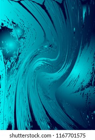 Abstract vector cosmic psychedelic blue and turquoise gradient background. Fractal shiny elements. Particle compounds. Digital data visualization, minimal array. Lines plexus. Underwater illustration.