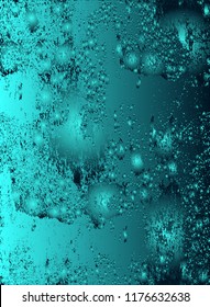 Abstract vector cosmic psychedelic blue and turquoise gradient background. Fractal shiny elements. Particle compounds.