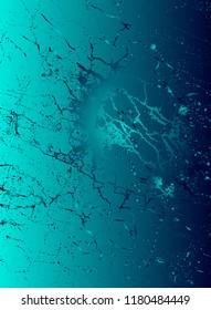 Abstract vector cosmic psychedelic blue and turquoise gradient background. Fractal shiny elements. Particle compounds.