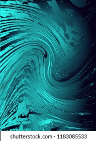 Abstract vector cosmic psychedelic blue and turquoise gradient background. Fractal shiny elements. Particle compounds.