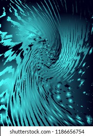 Abstract vector cosmic psychedelic blue and turquoise gradient background. Fractal shiny elements. Particle compounds.