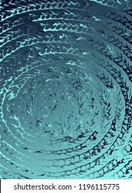 Abstract vector cosmic psychedelic blue and turquoise gradient background. Fractal shiny elements. Particle compounds.