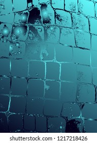 Abstract vector cosmic psychedelic blue and turquoise gradient background. Fractal shiny elements. Particle compounds.